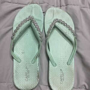 Cappelli Straworld Light Green Sandals with Silver Details